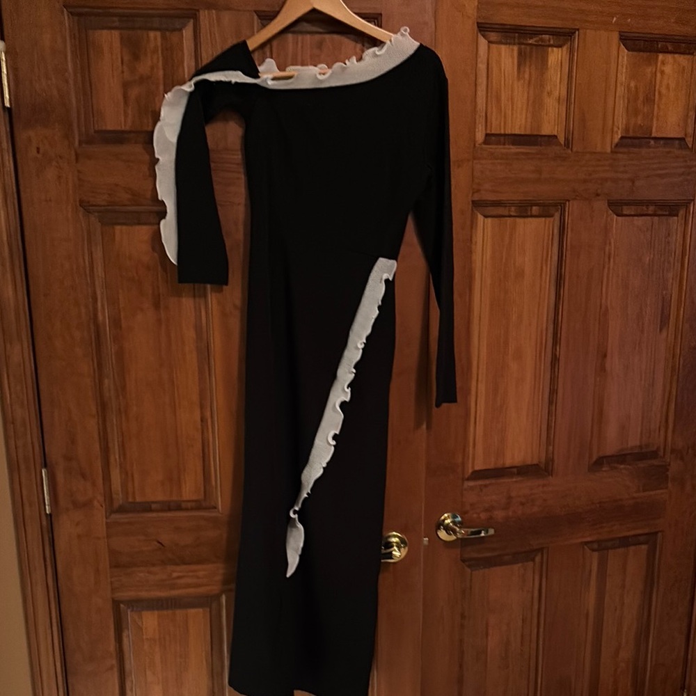 SHEIN Black and White Asymmetrical Cocktail Gown